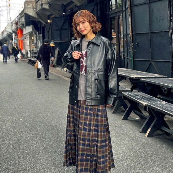 【SNAP】トレンドのブラウン系チェックで少し大人スタイルに♡鈴木咲帆さん