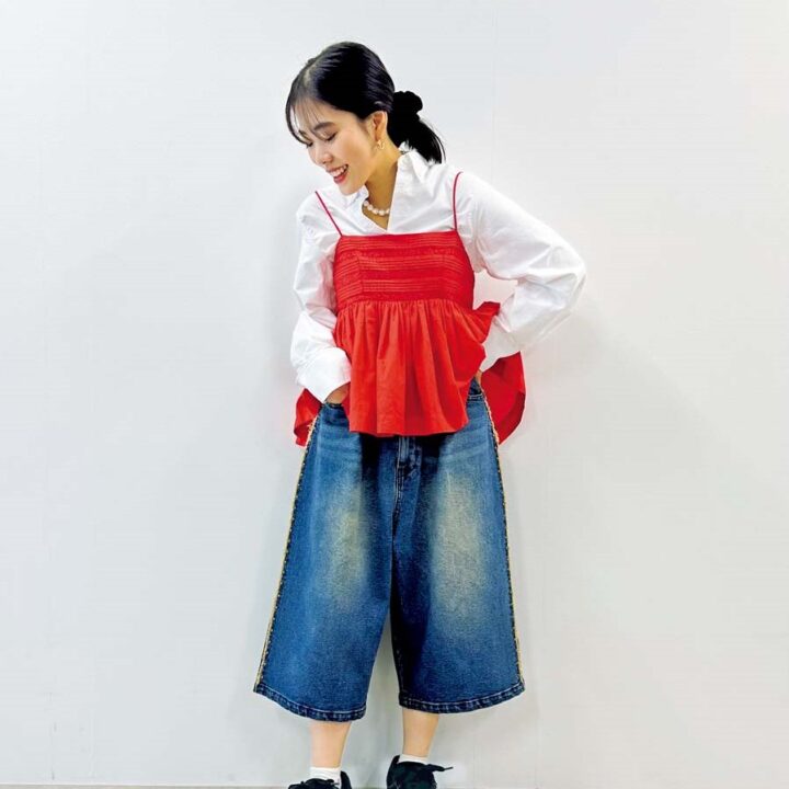 【SNAP】キャミチュニック×シャツできれいめカジュアに♡田中梨央奈さん