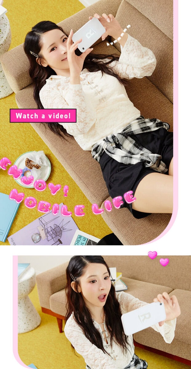 新生活は楽天モバイルで決まり♡ ネットも動画視聴も最強の2プランをチェック!モデルのミチちゃんがポーズしている画像。