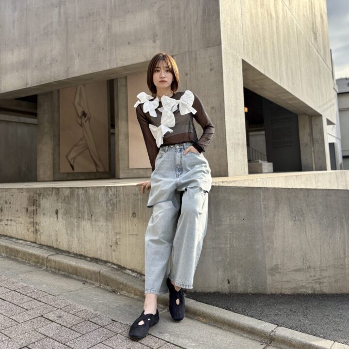 【SNAP】シルエットのアレンジ可能なリボントップス♡原田麻莉子さん