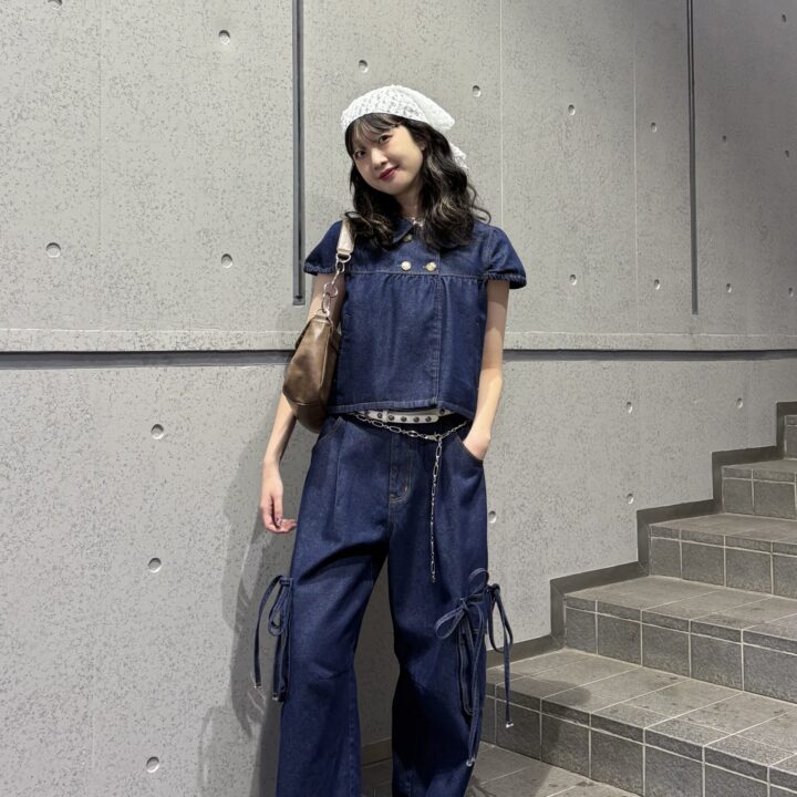 【SNAP】インディゴカラーのセットアップがポイント♡渡邉弥宥さん